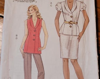 Very Easy Vogue UNCUT Misses sizes 6-12 jacket, skirt and pants pattern V8563