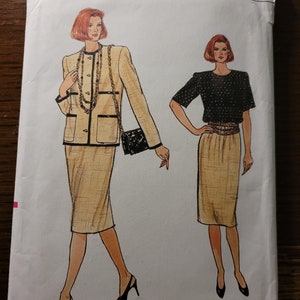 Vintage 80&#39;s Very Easy Vogue UNCUT Misses sz 8, 10, 12 Jacket, Skirt and Blouse Pattern 03