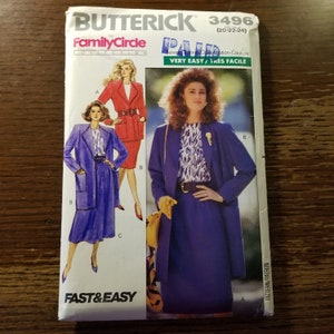 Vintage 80&#39;s UNCUT Butterick Misses sz 20-24 Jacket, Skirt and TOp Pattern 3496