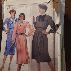 Vintage UNCUT 80&#39;s Butterick Richard Warren Pleated Front Dress, Top, Skirt and Belt Pattern in size 18, 6922