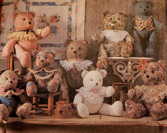 Vintage UNCUT Simplicity Crafts Stuffed Bears  Pattern in sz 15 and 18 Inches, 9894