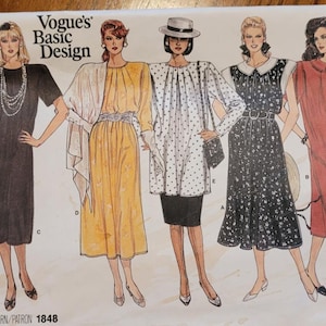 Vintage UNCUT Vogue Basic Design Misses Sizes 8, 10, 12 Dress, Tunic and Skirt Pattern 1848