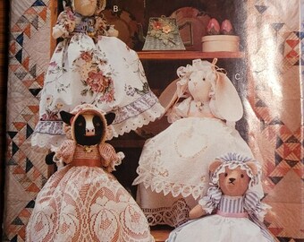 Vintage 90's UNCUT Butterick Pillow-Case Animal Dolls Pattern 186