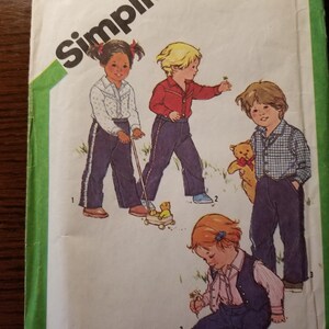 Vintage 80&#39;s Simplicity UNCUT Toddler size 2 Shirt, Pants and Reversible Vest Pattern 9885