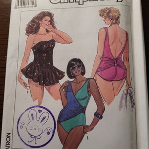 Vintage 90&#39;s UNCUT BBW Swimsuit Pattern, sizes 18W-24W For Stretch Knits Pattern 9212