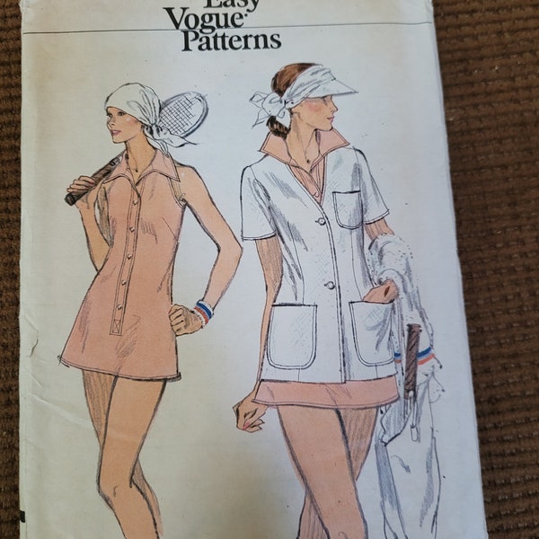 Vintage 70's UNCUT Every Easy Vogue Misses sz 12 Tennis Dress, Jacket and Briefs Pattern 9447