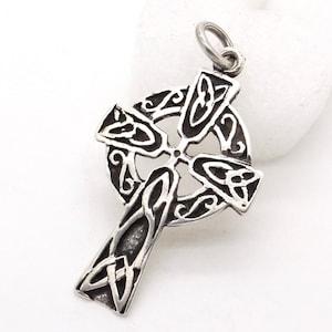 Sterling silver Celtic cross pendant, handcrafted spiritual jewelry