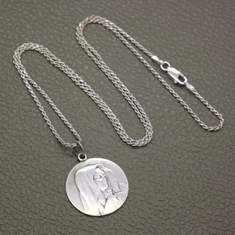 Our Lady of Lourdes 800 Silver Medal - 1930s Catholic Jewelry, Optional ...