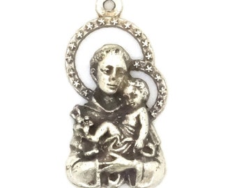 Saint Anthony of Padua & the Child Jesus  Christ - Scapular Medal, Medaille Pendant - Catholic Saint Charm - Christian, Religious Jewelry