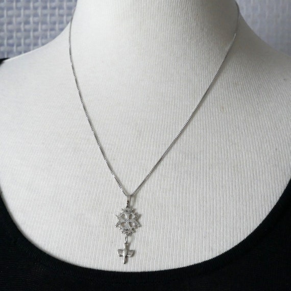 Vintage 835 Silver Huguenot Cross Pendant with Op… - image 5