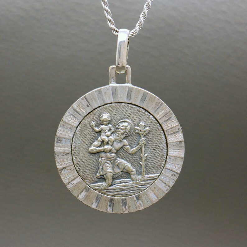 St. Christopher Catholic Prayer Medal Pendant With Optional Sterling