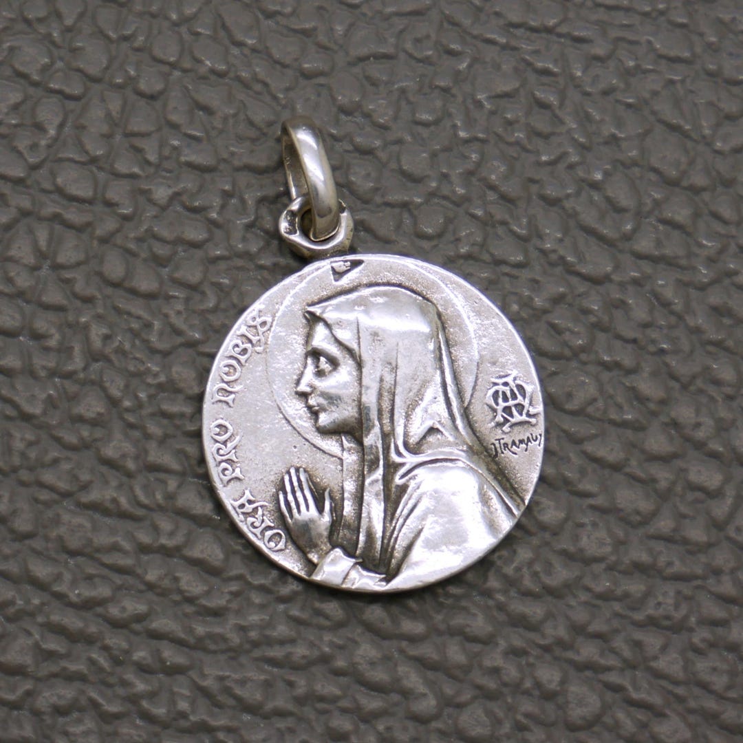 Antique 800 Silver Catholic Medal – Our Lady of Lourdes, Signed J ...