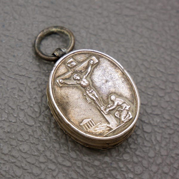 Antique French Reliquary Our Lady of La Salette Relic Theca, 19th Century Catholic Devotionalia