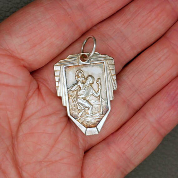 Ancien Pendentif Médaille Saint Christophe Métal Argenté - Régional