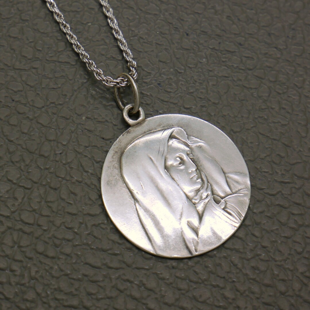 1930s Art Deco Our Lady of Lourdes 800 Silver Medal - Optional Sterling ...