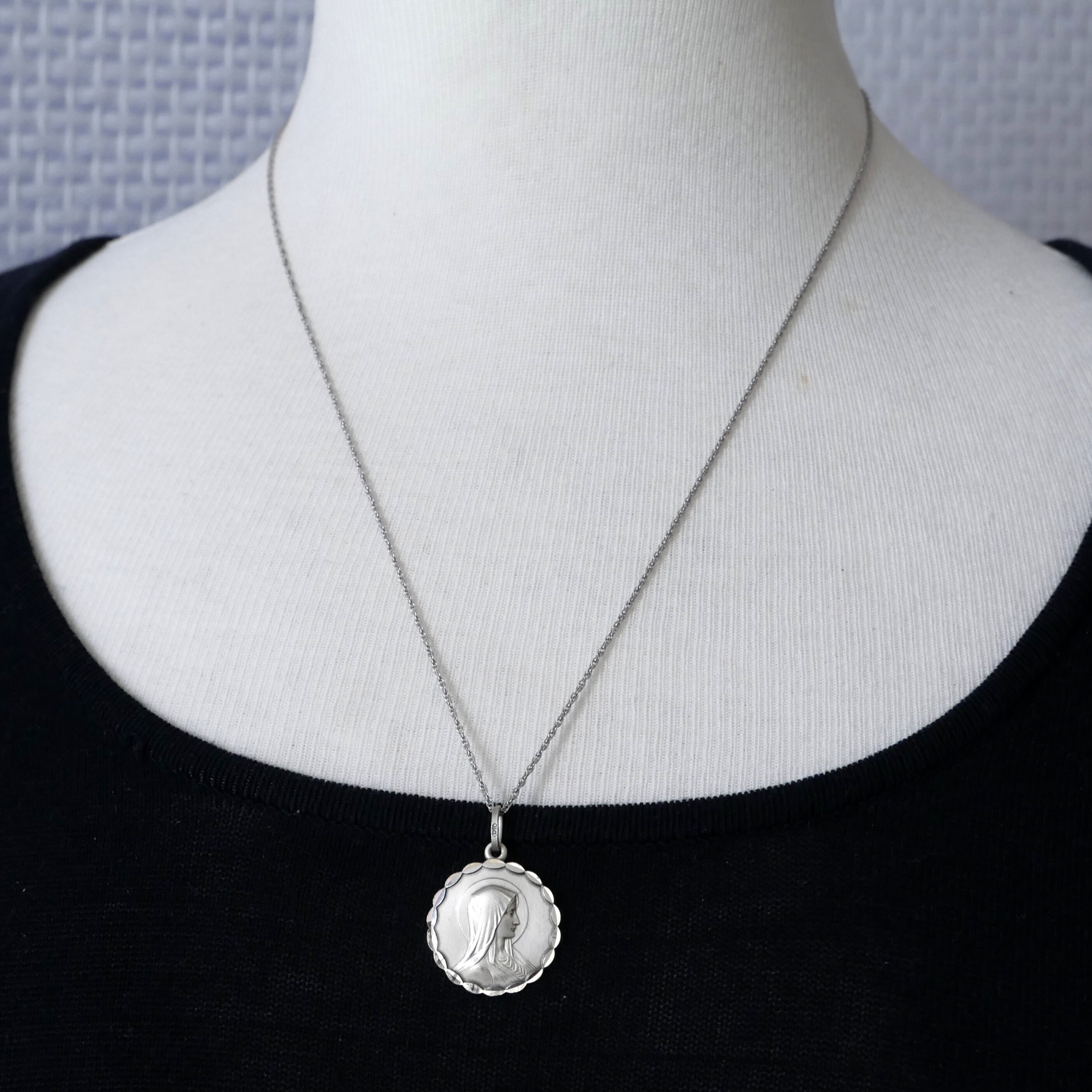 Our Lady of Lourdes Sterling Silver Medal Pendant: French Vintage ...