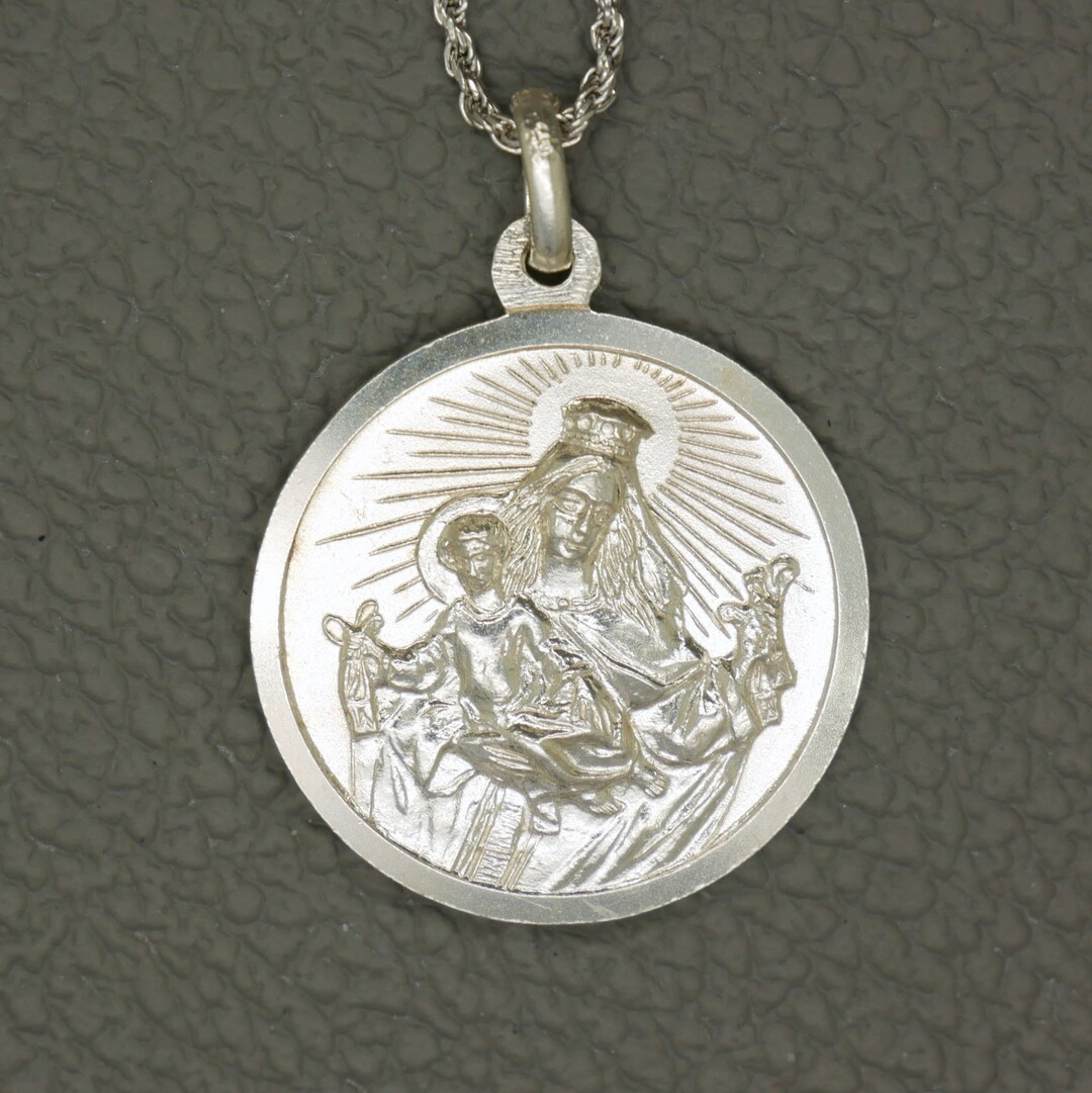 Vintage Sterling Silver Our Lady of Mount Carmel Medal Pendant ...