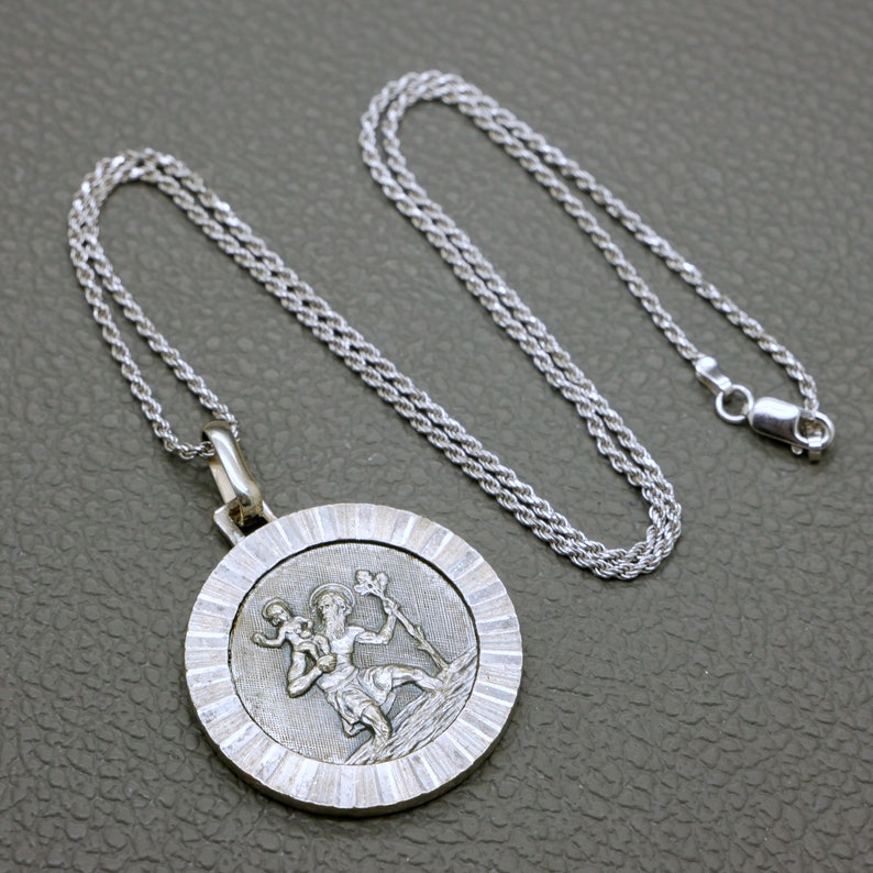 St. Christopher Catholic Prayer Medal Pendant With Optional Sterling