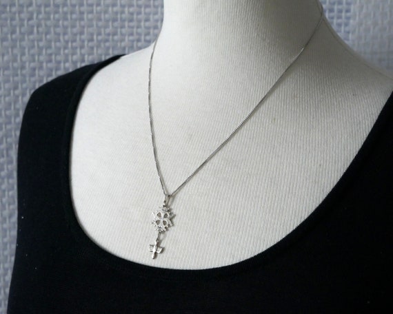 Vintage 835 Silver Huguenot Cross Pendant with Op… - image 6