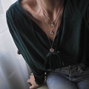 Compass Large with Pearl Necklace in Silver or Gold - Bianca Jones