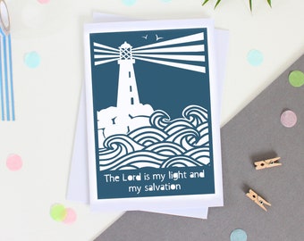 Lighthouse Bible Verse Card - Nautical Christian Scripture Card