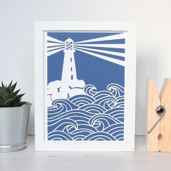 Lighthouse Paper Cut - Unframed Nautical Papercut, Home Decor