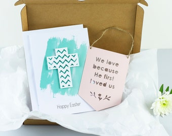 Easter Gift Set - Card and flag, Christian card, Above all love each other deeply