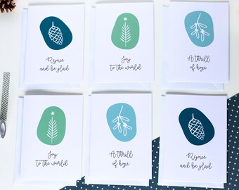 Christmas Carol Cards - (set of 6) Thrill of hope, Joy to the world, Rejoice and be glad