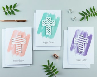 Easter Cross 3D Paper Cut Cards (set of 3) - Pastel Easter cards