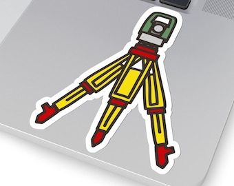 Cartoon Land Surveyor Total Station Sticker - Fun Gift for Surveyor (Indoor Use)