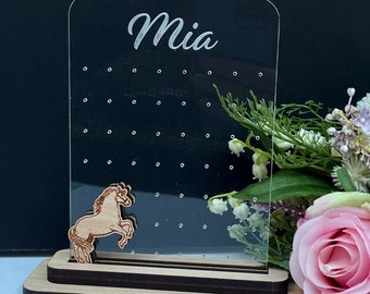 Horse Earring Holder: Acrylic & Oak Stud Storage