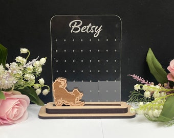 Border Collie Earring Holder: Acrylic & Oak Stud Storage