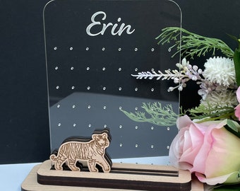 Earring stand, stud earring storage, earring holder, personalised, tiger , any design