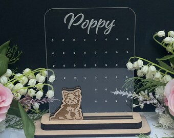 Personalized Yorkshire Terrier Earring Stand: Acrylic & Oak Stud Holder