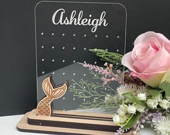Mermaid Tail Earring Holder: Acrylic & Oak Stud Storage
