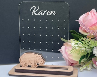 Hippo Earring stand, earring holder, personalised, hippo, hippopotamus, any design, stud earring storage