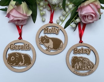 Personalized Guinea Pig Christmas Hanger: Engraved Pet Ornament