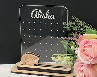 Personalised Hedgehog Earring Stand: Stud Earring Storage