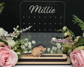 Personalized Gerbil Stud Earring Holder: Acrylic & Oak Veneer