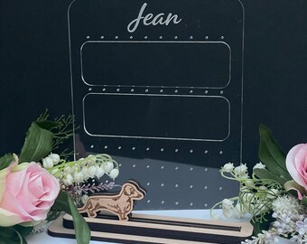 Earring stand, earring holder, personalised, sausage dog, Dachshund , any design, stud earring storage, dangly earring storage