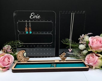 Jewellery stand, earring holder, necklace holder, ring dish, moon, stars, jewellery storage,stud earring storage, dangly earring storage