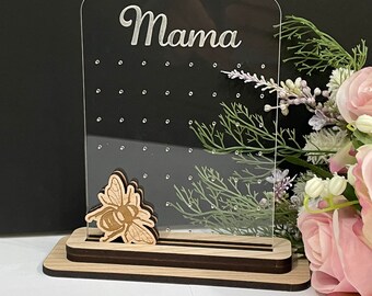 Personalized Bee Earring Stand: Acrylic & Oak Stud Storage