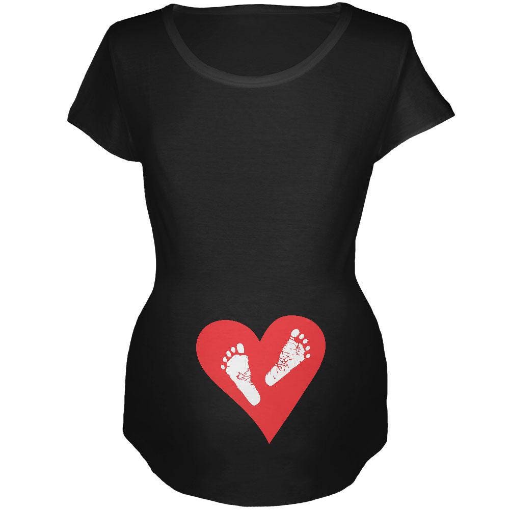 Valentine/'s Day Heart Baby Feet Black Maternity Soft Long Sleeve T-Shirt