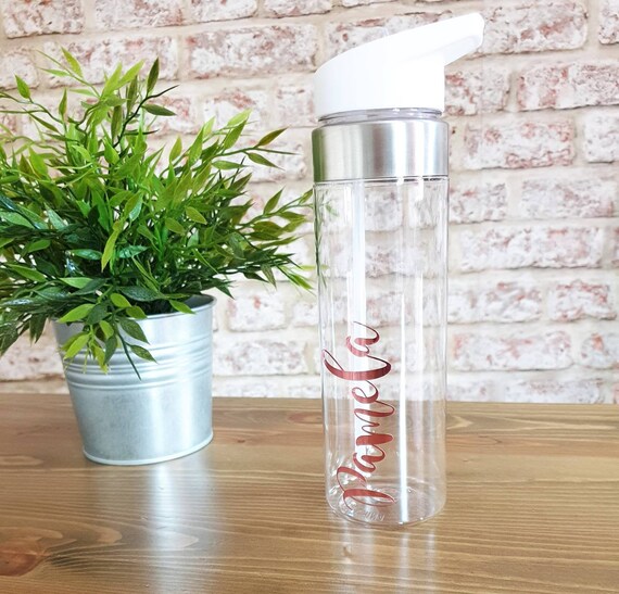 Personalised water bottle with straw