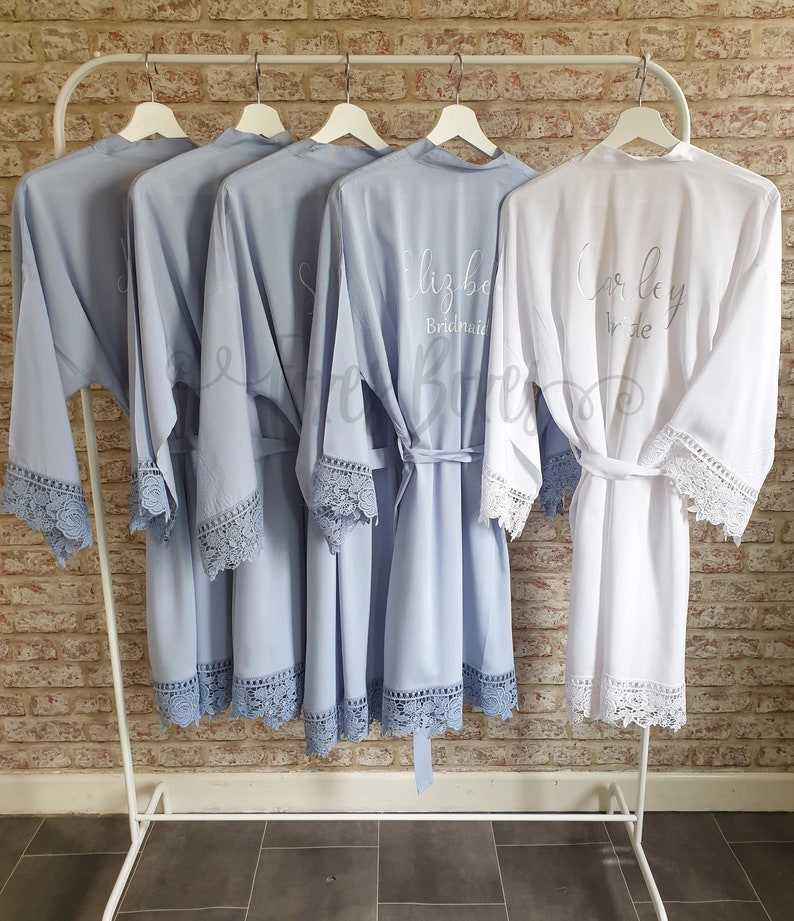 Dusty Blue Wedding Dressing Gown Bridesmaid Bride Robe Etsy