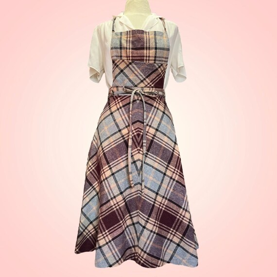 Deadstock 1970s vintage wrap apron pinafore flann… - image 5