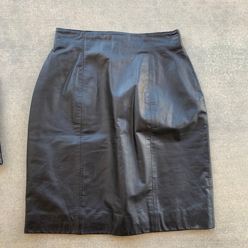 Vintage Black Leather Mini Skirt