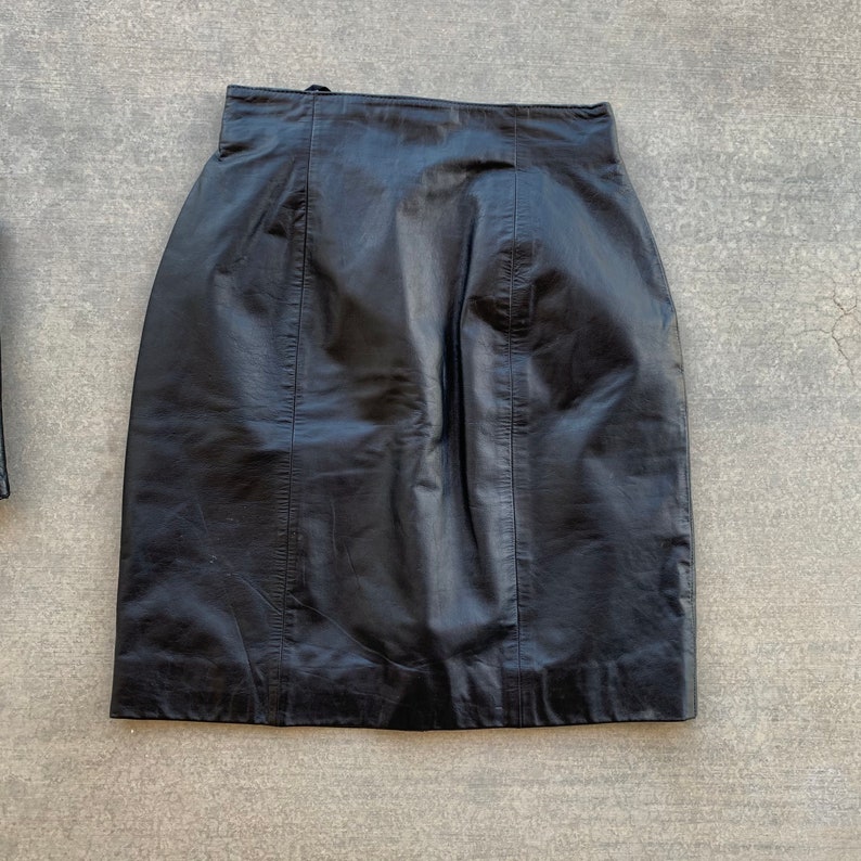 Vintage Black Leather Mini Skirt