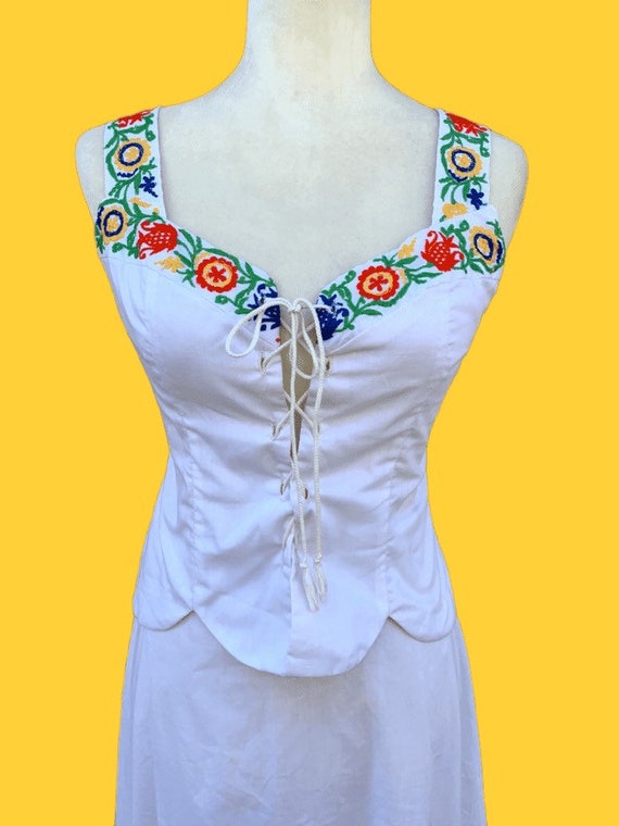 70s Embroidered Corset Set