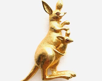 Vintage Brooch, Kangaroo Brooch, Avon, Joey,  Animal, Pin, Statement Jewelry